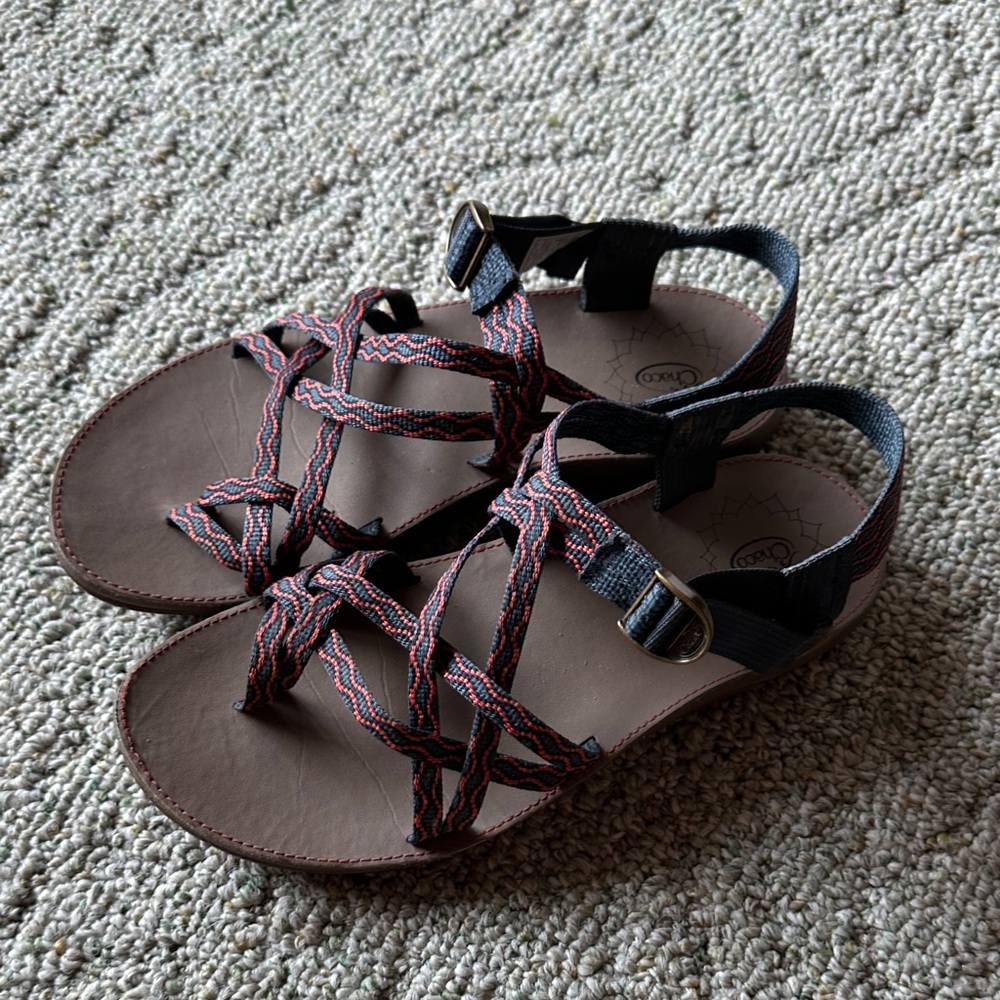 Chaco Blue and Red Women's Sandals 8